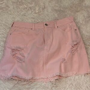 Pink Distressed Skirt Pacsun